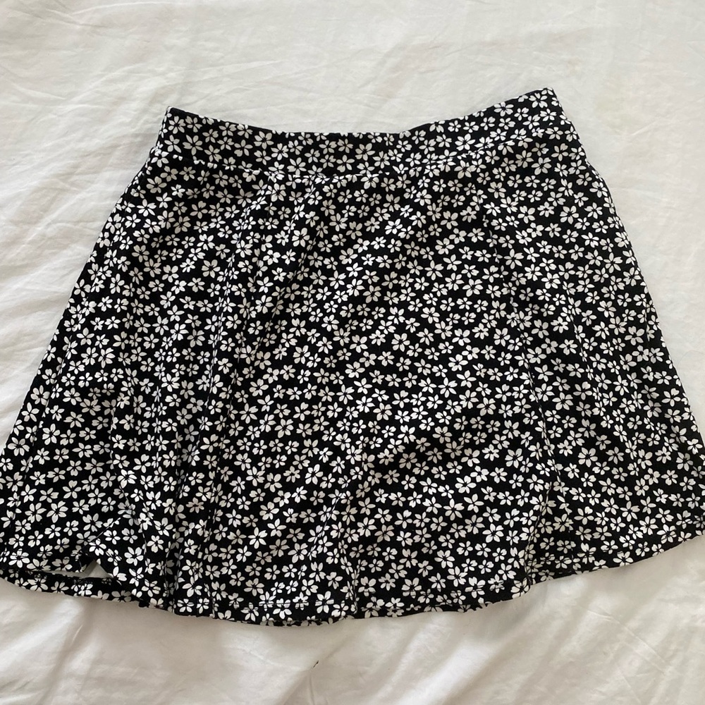 Navy and white floral skirt